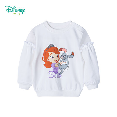 

Disney childrens clothing girls sweater shoulder buckle spring long-sleeved baby mesh sleeves Sophia casual shirt 191S1092 beige 24 months height 90cm