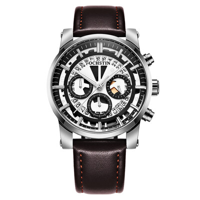 

OCHSTIN Business Men Watch Leather Strap Quartz Sport Wristwatch Calendar Fashion Casual Male Watches
