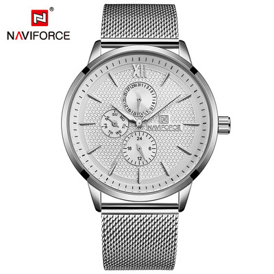 

NAVIFORCE NF3003 Men Watch Brand Stylish Waterproof Stainless Steel 24 Hour Date Week Display Adjustable Buckle Quartz Watch