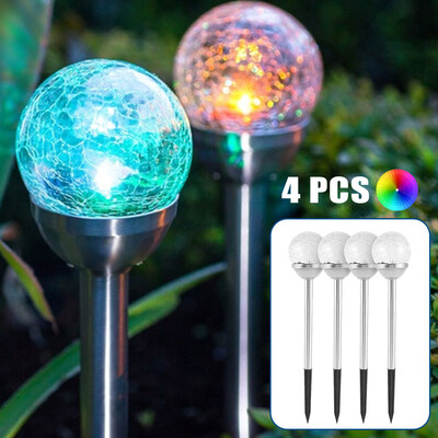

Willstar 4 Pack Solar Crack Ball Ground Lamp Colour Changing Outdoor Garden Path Lights