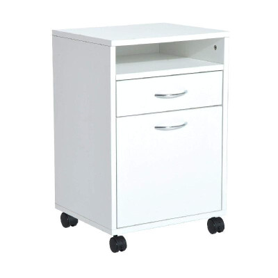 

24" Rolling End Table Mobile Printer Cart Nightstand Organizer - White
