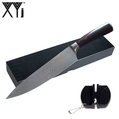 

XYj Household Stainless Steel Kitchen Knives & Accessories Mini Knife SharpenerGift BoxBeauty Pattern Blade 8 inch Chef Knife