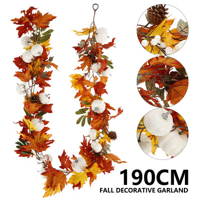 

Willstar 19m Artificial Autumn Leaves Decor Door Wreath Fall Maple Garland Hanging Plant