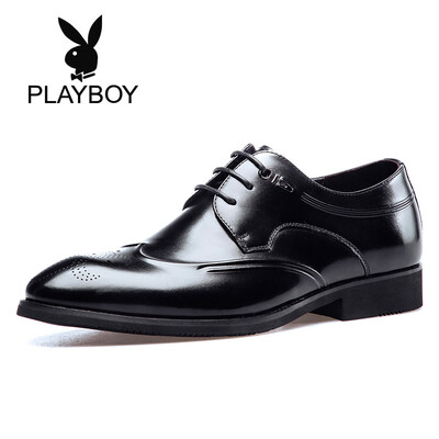 

Playboy PLAYBOY Mens British Leather Business Dress Casual Low-top Lace Shoes Men 9AW563151D Black 40