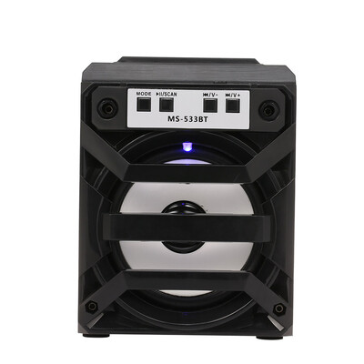 

MS-533BT Portable Wooden Bluetooth Speaker Colorful LED Lights 4W Subwoofer Speakers Support U-disk TF Card FM with Phone Holder P