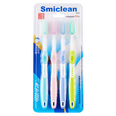 

Cleanable toothbrush two-color filament soft hair 4 sticks