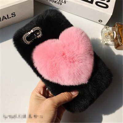 

Love Heart Case For Realme 1 Cute Rabbit Cover Hairy Fur Fluffy Phone Case