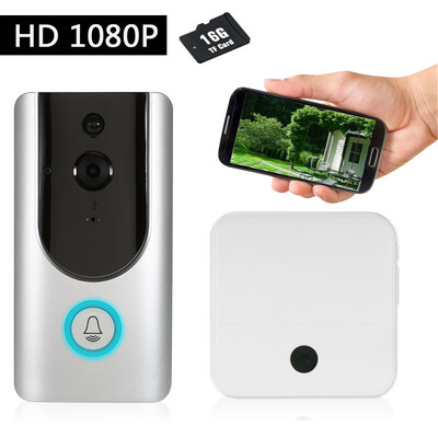 

HD 1080P WiFi Smart Wireless Security Doorbell with 8G TF Card Smart Visual Intercom Recording Video Door Phone Night Vision Mobil