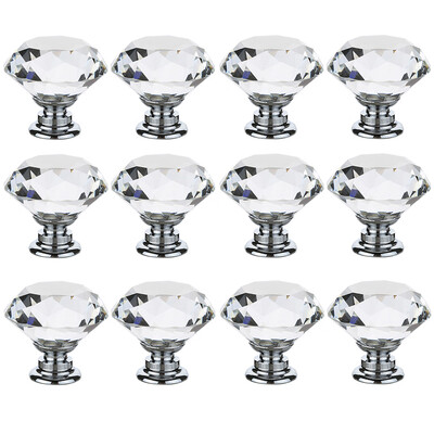 

Willstar 12Pcs Crystal Glass Cabinet Dresser Knob Diamond Drawer Door Knobs Pull Handles 30MM