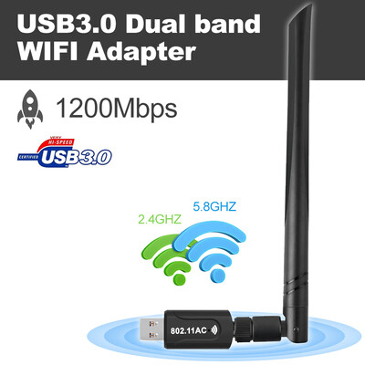 

1200 Mbps Dual Band 24GHz 5GHz Wireless USB 30 WiFi Dongle Adapter Network LAN 80211AC wAntenna