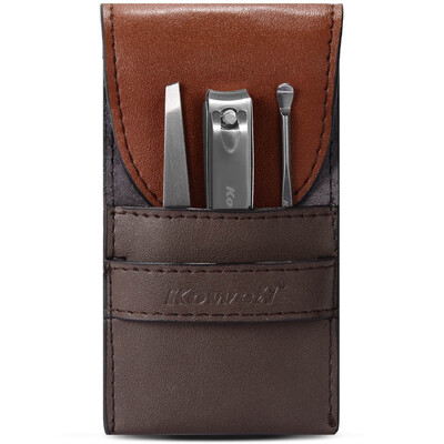 

Korea Kowell Han Kewei stainless steel nail clipper set anti-splash nail scissors personal care repair capacity combination 3 piece set KB305 dark brown bottom A