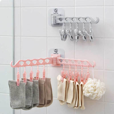 

Bingyou mobile home multi-function hanger plastic multi-clip windproof clothespin underwear socks drying rack 4816815cm