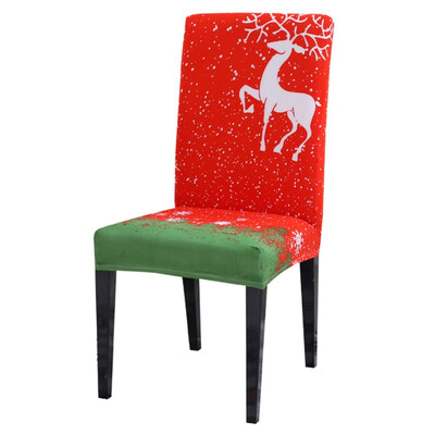 

Soft And Skin-friendly Christmas Chair Cover Elastic Cartoon Pattern Folding Deer Chair Back Covers Decoration Holiday Party