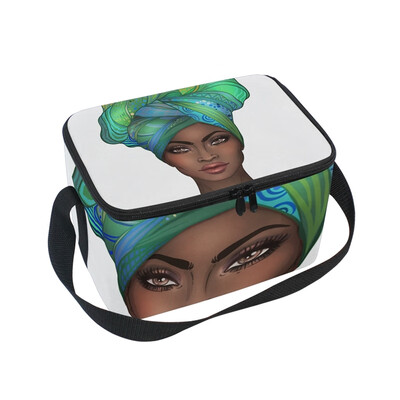

ALAZA Insulated Lunch Box African American Pretty Girl Lunch Bag for Men Women Portable Tote Bag Cooler Bag