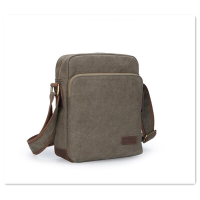 

Mens canvas bag fashion mens zipper bag high quality Messenger bag khaki bag mens bag