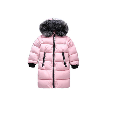 

Hot 2019 girls Winter New Cotton Jackets Girls Fashion Fur Collar Letters Coats Girl Thickening Hooded Warm Jacket kids clothes
