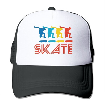 

SHINENGST Skater Retro Pop Art Skateboarding Graphic Skate Mesh Trucker CapsHats Adjustable For Unisex Black