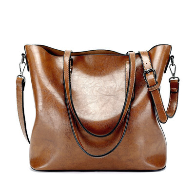 

New Style Oil Wax Solid Ladies Handbag Fashion Bag Retro Ladies Handbag Open Pocket Bag Size321229cm Bag