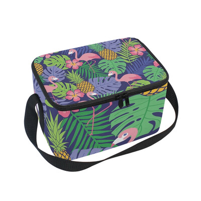 

ALAZA Insulated Lunch Box Pineapple And Tropical Leaf Lunch Bag for Men Women Portable Tote Bag Cooler Bag