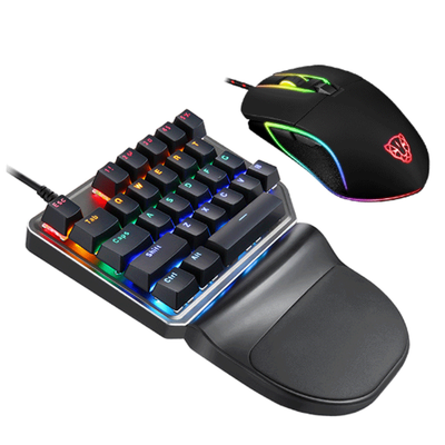 

Motospeed K27 V30 Single Hand Mechanical Computer PC PUBG Gaming Keyboard 27 key Wired USB 9 LED Backlit Model Russian sticker