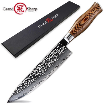 

Grandsharp 75 Inch Kitchen Chef Knife Damascus Steel Japanese Kitchen Knives VG10 Japanese High Carbon Chef Knife Cooking