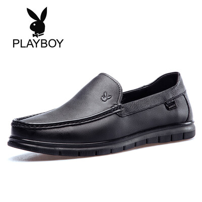 

Playboy PLAYBOY mens leather light business casual one pedal set foot driving shoes men D210516WA9 black 41