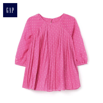 

GAP flagship store baby girl pleated polka dot raglan long sleeve dress 399300 rose red 6-12M