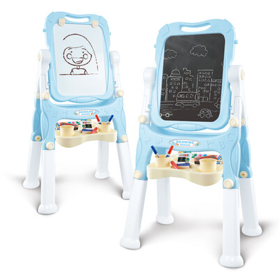 

Live stone can lift childrens large drawing board 8966 blue double-sided magnetic small blackboard whiteboard baby painting educational toys writing board bracket student painting tool set boys&girls easel