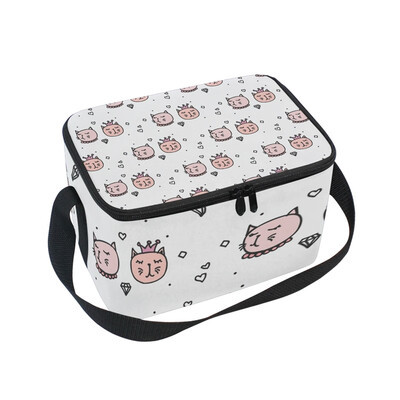 

ALAZA Insulated Lunch Box Lovely Cat Queen Lunch Bag for Men Women Portable Tote Bag Cooler Bag