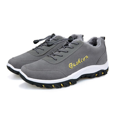 

39-44 Winter Shoes Men Fur Warm 2018 New Men Boots Plush Anti skidding Winter Boots Men Blue Black Gray