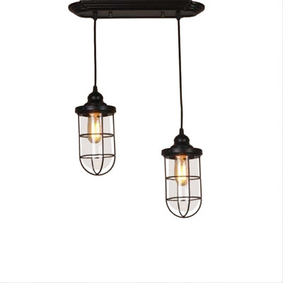 

Baycheer HL422463 Double Headed Cage Style LED Multi Light Pendant in Black