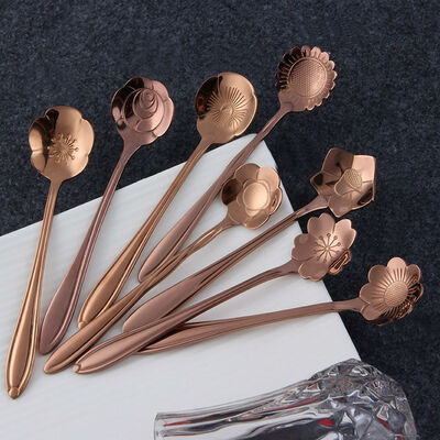 

Stainless Steel Flower Shaped Tea Coffee Ice Cream Cocktail Spoon Set of 8