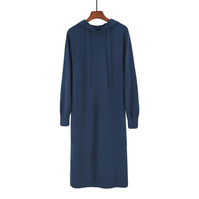 

Autumn&winter womens new hooded sweater loose dress in the long sweater