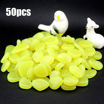 

50pcs Glow in the Dark Garden Pebbles for Walkways Aquarium Decor Plants Luminous Stones