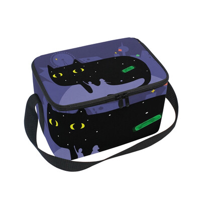 

ALAZA Lunch Box Insulated Cute Black Cat Lunch Bag Large Cooler Tote Bagfor Men Women