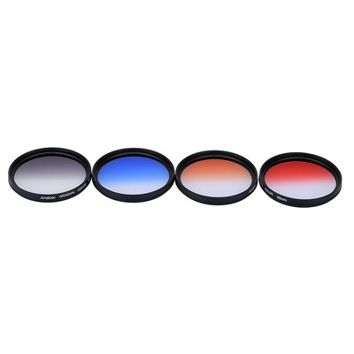 

Andoer Professional 55mm GND Graduated Filter Set GND406 Gray Blue Orange Red Graduated Neutral Density Filter for Canon Nikon