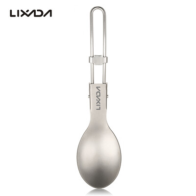 

Lixada Folding Titanium Spoon Lightweight Outdoor Dinner Spoon Flatware for Travel Camping