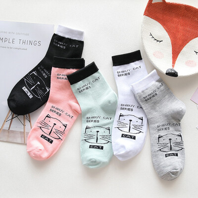 

Harajuku Funny Socks Women Various Colors Female Cute Cat Sock Womens Designed School Students Females Korean Style Trendy Ladies