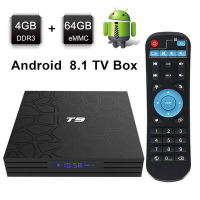 

T9 Android 81 TV Box4GB RAM 64GB ROM RK3328 Quad-core Support 4K Full HD Dual-Band Wi-Fi 245Ghz BT 40 Smart TV Box