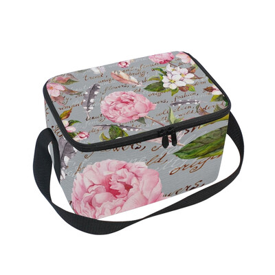 

ALAZA Lunch Box Insulated Peony Flowers Lunch Bag Large Cooler Tote Bag for Men Women