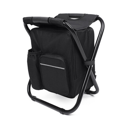 

Outdoor Folding Stool Portable Backpack Chair Stool with Insulated Cooler Bag for Camping Fishing Hiking Beach