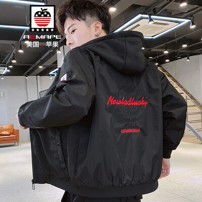 

AEMAPEAmerican Apple Jacket Mens Jacket 2019 Spring New Slim Hooded Mens Fashion Casual Trendy Baseball Clothes JS8805 Black L