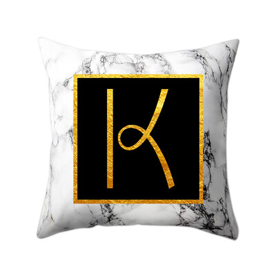 

Modern Pillowcases 4545 Gold Alphabet Word Letter White Marble Pattern Pillow Case Super Soft Throw Sofa Bed Cushion Cover Protec
