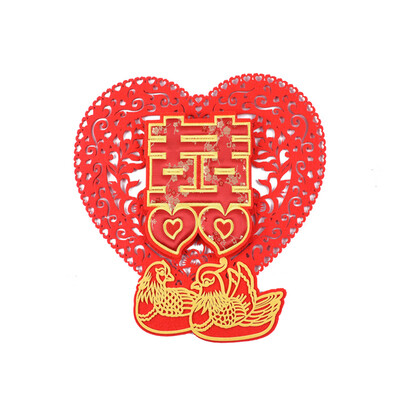

New&new fine art luxury embroidered wedding double happiness word stickers Chinese style wedding supplies double-layer