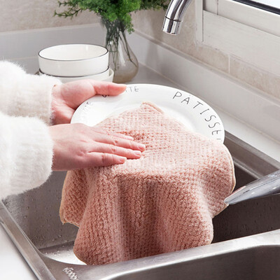 

NeillieN Tablecloth household dishwash cloth kitchen absorbent cleaning cloth double-sided coralline velvet cloth 5pcsrag