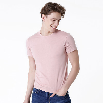

JZAO Mens basic round neck T-shirt black  16588A