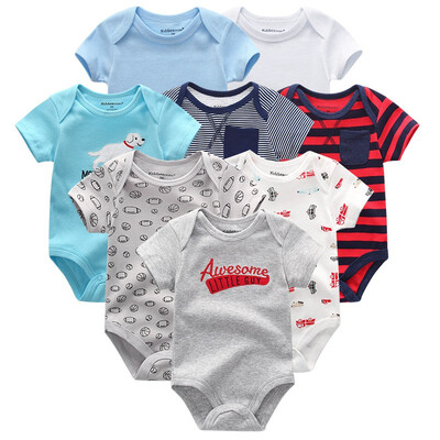 

2019 8PCS Baby Clothes Bebe Cotton Newborn Baby Boy Clothes Unicorn Black White O-Neck Short Sleeve Baby Girl Clothes Babywear