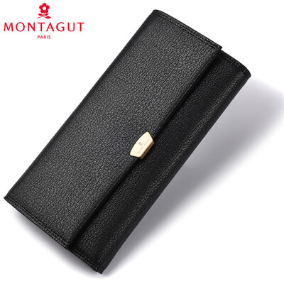 

Montagut MONTAGUT wallet ladies long section cowhide large capacity Korean version of the womens wallet holiday lover gift black R2422259012