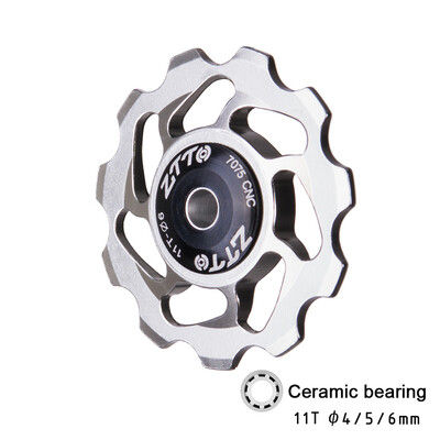 

ZTTO 11T MTB Bicycle Rear Derailleur Jockey Wheel Ceramic Bearing Pulley CNC Road Bike Guide Roller Idler 4mm 5mm 6mm