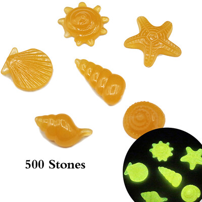 

500pcsBag Glow in Dark Stone DIY Home Decor Luminous Pebbles Colorful Sea Conch Shell Starfish Rocks for Aquarium Fish Tank